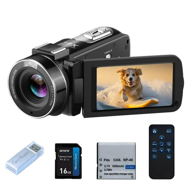 ORDRO V12 Caméscope Vidéo Full HD 1080P 30FPS Caméra Infrarouge à Vision Nocturne Écran LCD 3.0