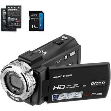 ORDRO Camcorders HDV-V12 1080P Video Camera Infrared Night Vision 3.0'' LCD Screen +16G SD Card