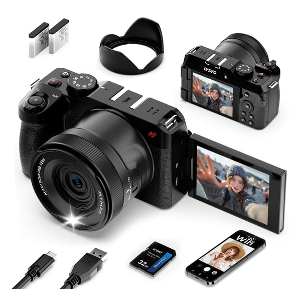 ORDRO Digital Camera 4K 60FPS Vlog Cameras 18X Digital Zoom Compact Camera for Photography Youtube