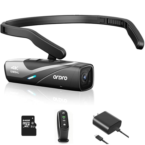 ORDRO EP8 4K Camcorder Head-Mounted Video Camera Wi-Fi Wearable Vlog Camera 2Axis Gimbal Stabilizer