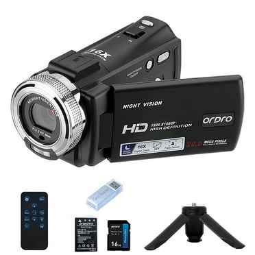 ORDRO V12 Video Camera Camcorder Digital FHD 1080P 16X Digital Zoom Infrared Night Vision Camera Recorder 3.0 inch 270 Degree Rotation LCD