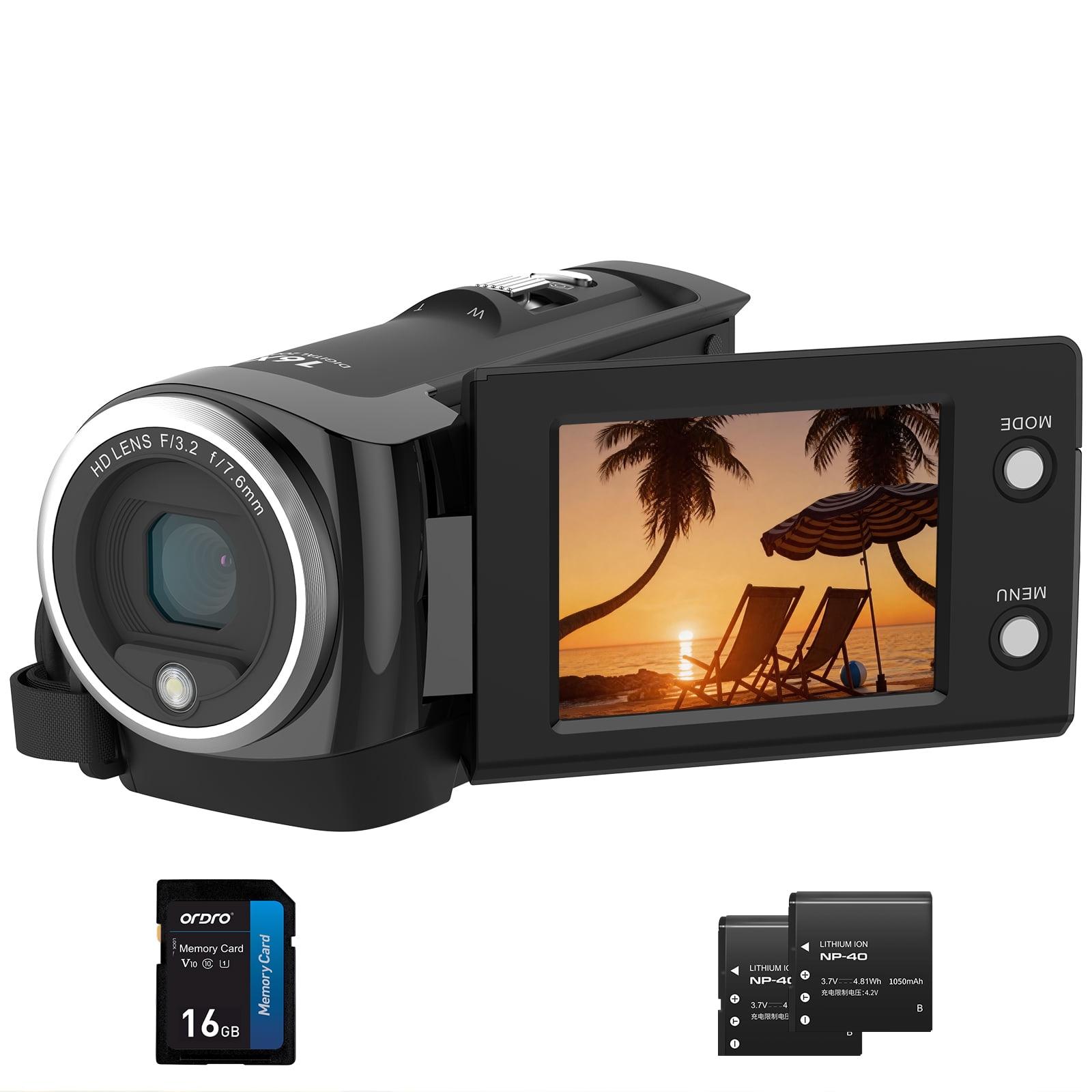 Vcamera ORDRO Video Camera Digital Camcorder 48MP 16X Zoom Vlogging Camera for ...