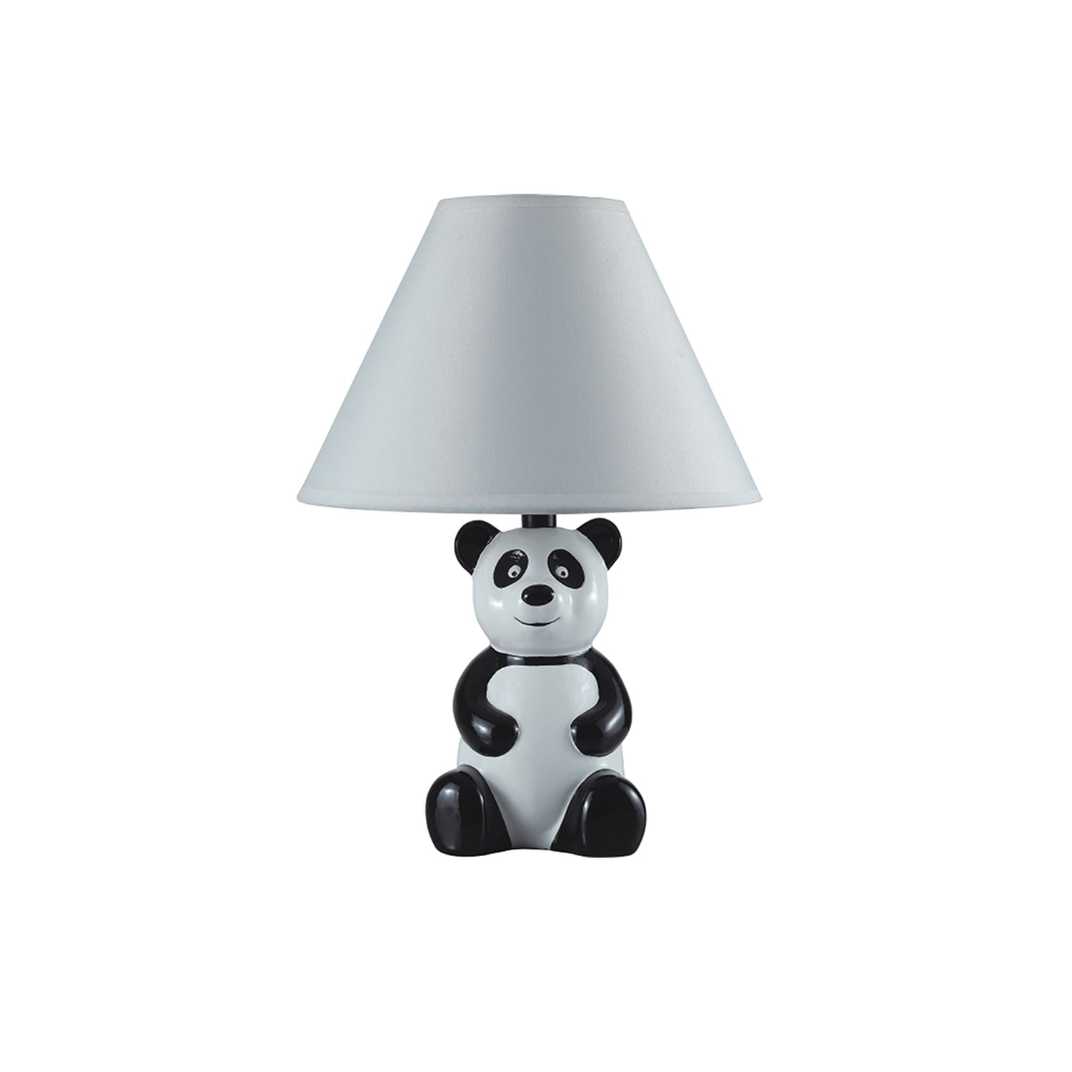 ORE International Contemporary Ceramic Table Lamp with Linen Shade in White