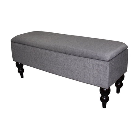 ORE International 17.75" Tall Storage Bench, Grey Suede