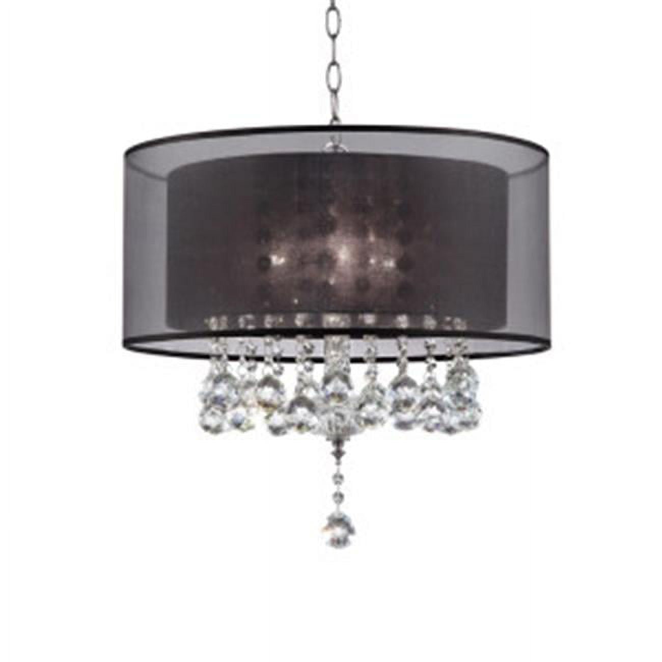 Effleurer 19" Silver Crystal Ceiling Lamp with Black Drum Shade