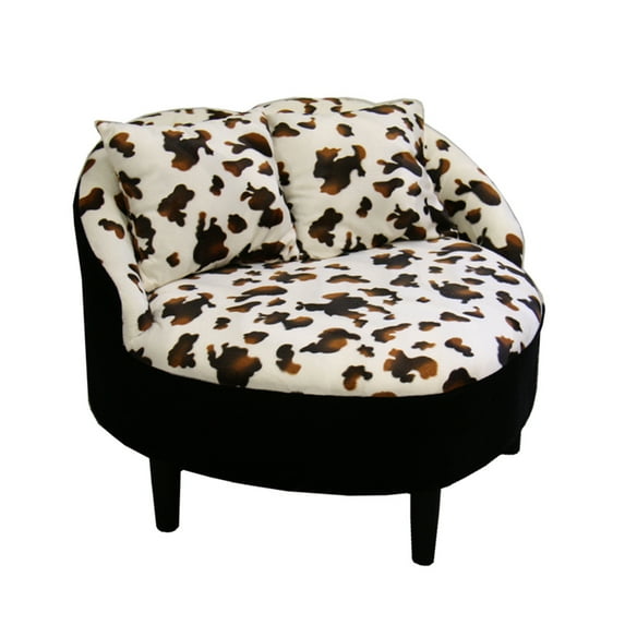 ORE International Heart Shaped Upholstery/Accent Chair with 2 Pillows in Black