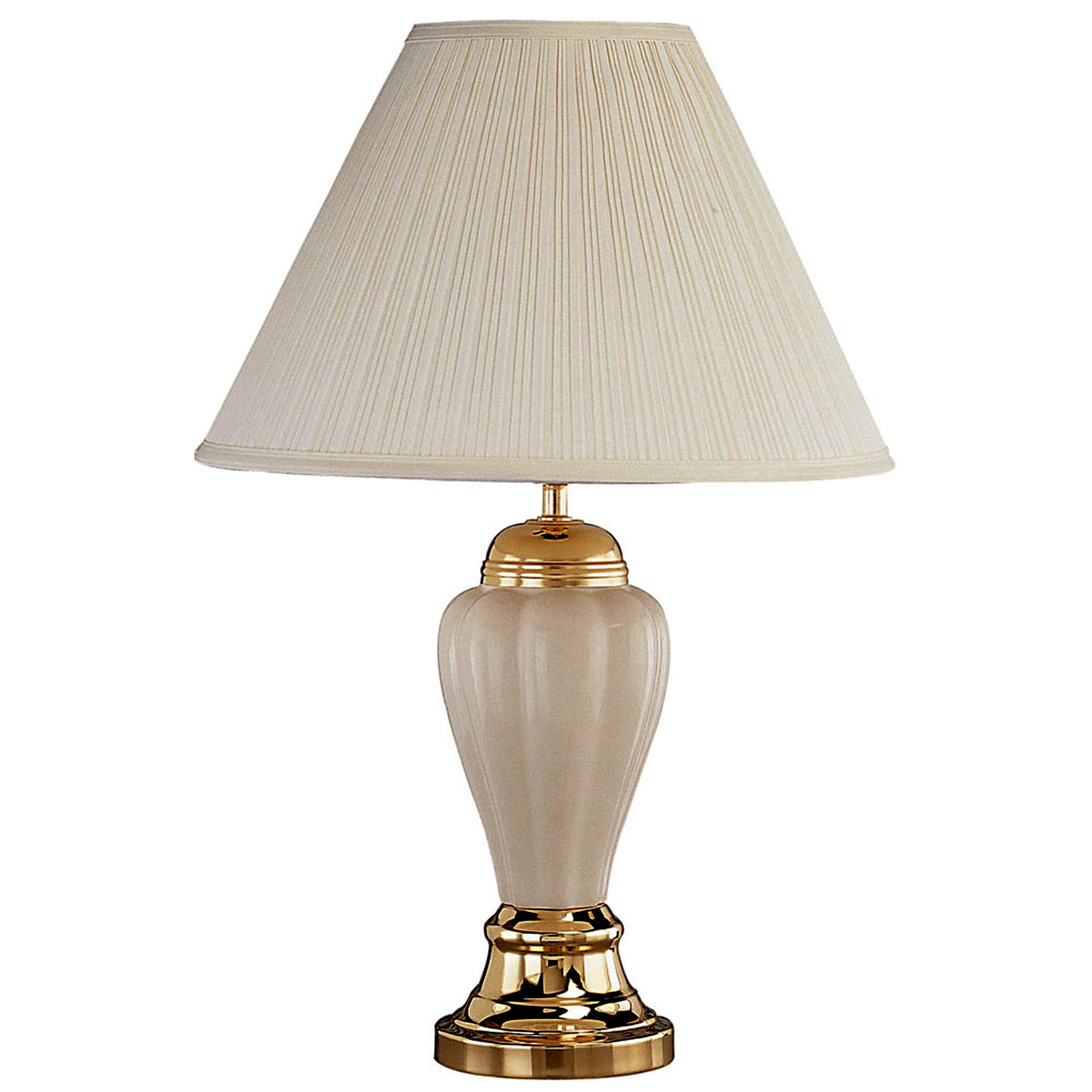 ORE International 27" Urn-Shaped Ceramic Table Lamp with Linen Shade in Ivory