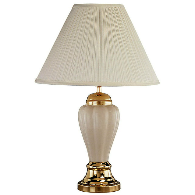 ORE International 27" Urn-Shaped Ceramic Table Lamp with Linen Shade in Ivory
