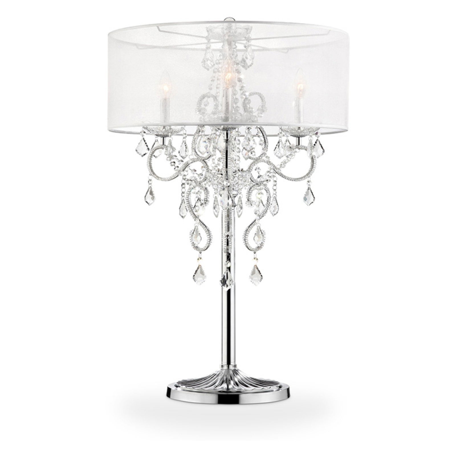 Evangelia 35" Silver Chrome Crystal Embroidered Table Lamp