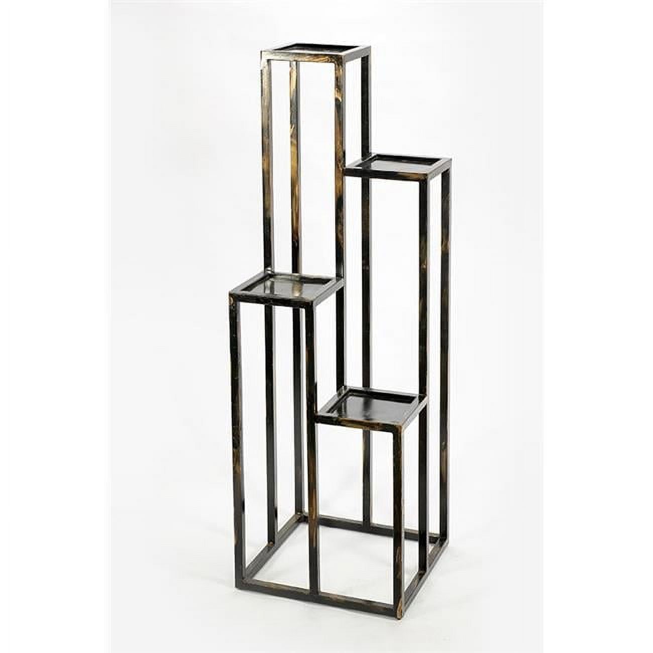ORE International 47.25" 4 Tier Black / Gold Cast Metal Plant Stand