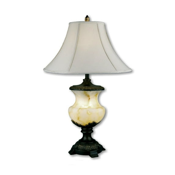 ORE International Alabaster Table Lamp with Night Light
