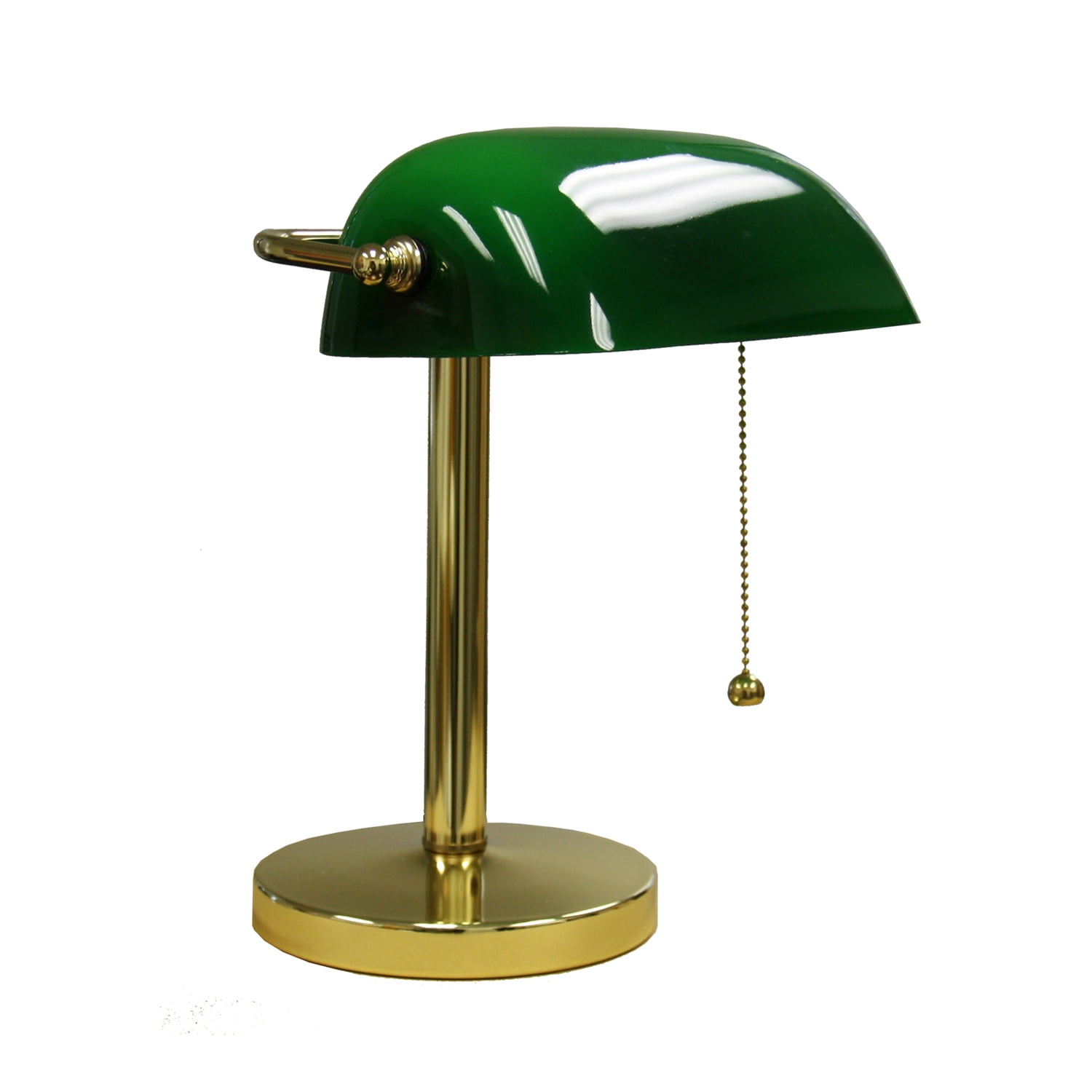 Antique Brass Adjustable Green Glass Banker's Desk Lamp