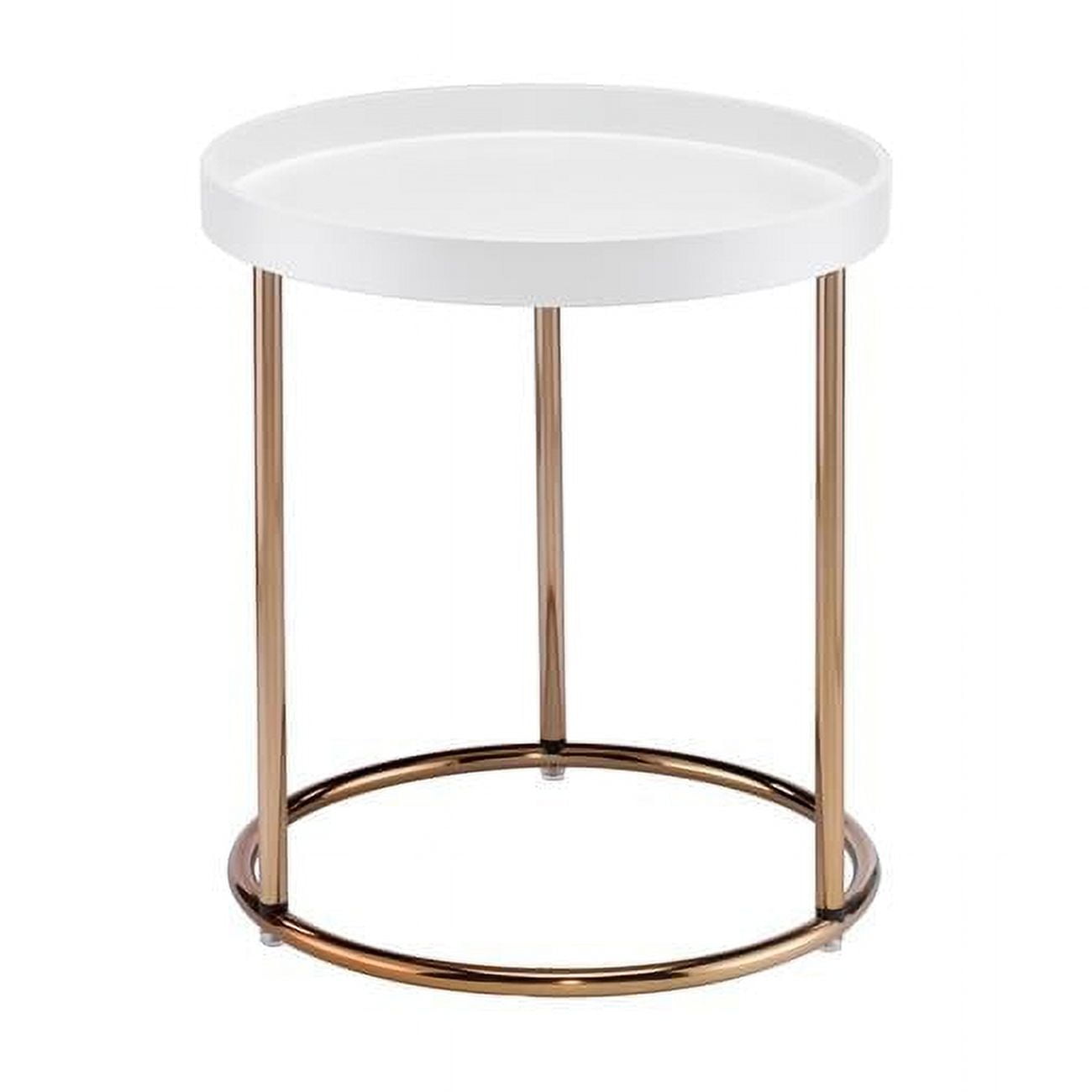 Edie 22" Round White Metal and Wood Accent Table