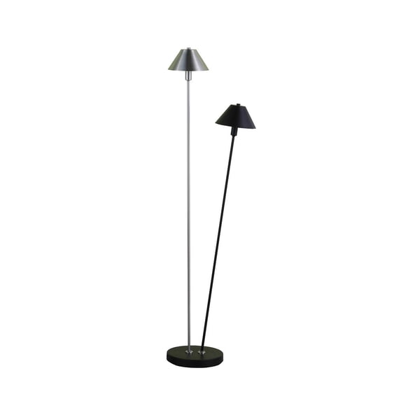 ORE International Matte Powder Black&Silver LED Double G-9 Floor Lamp Metal