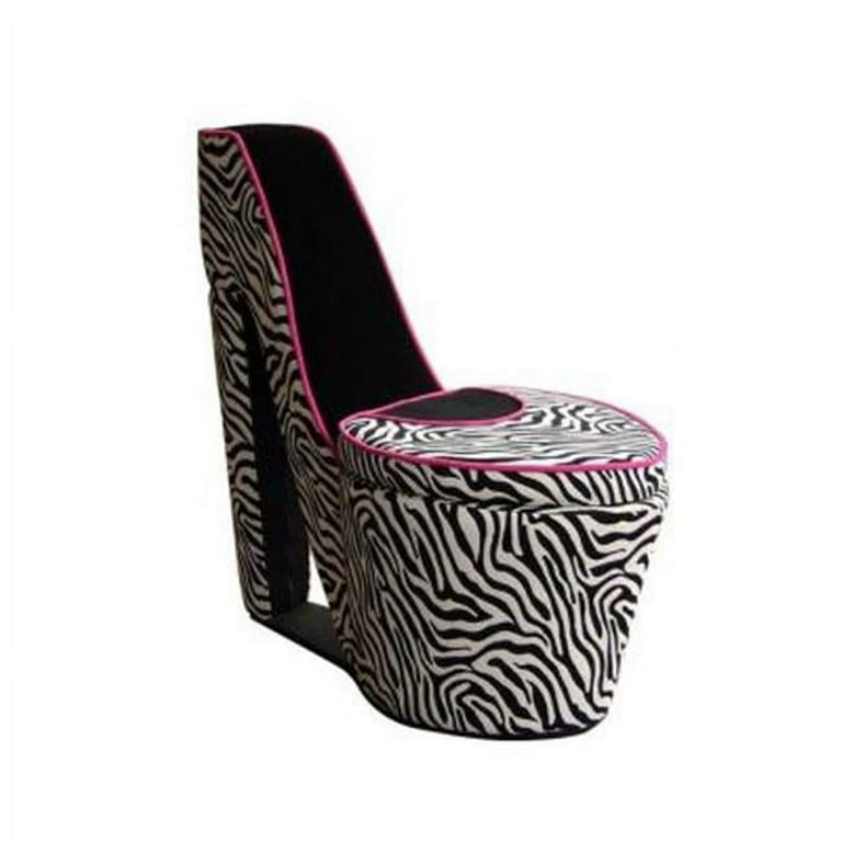 ORE International Pink Black High Heels Storage Chair Color Black