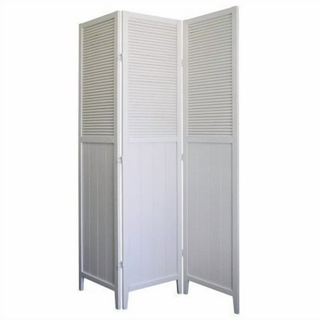 Shutter Door 3-Panel Room Divider - White