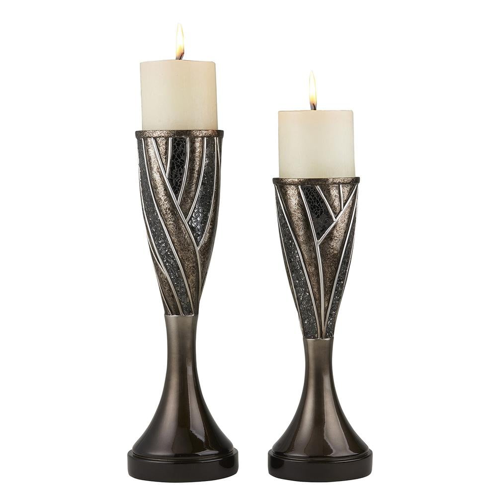 Lelei Bronze Transitional Silhouette Candleholder Set with Floral Accents