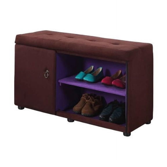 ORE International 18" Tall Storage Ottoman with Shoe Compartment, Brown