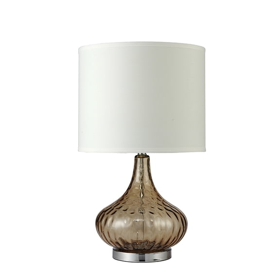 24.5" Tall Glass Table Lamp "Courtney", Amber Glass and Chrome Silver