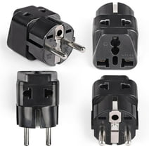 OREI 2 in 1 USA to Europe Adapter Plug (Schuko, Type E/F) - 4 Pack, Black