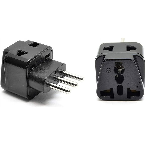 OREI 2 in 1 USA to Italy Adapter Plug (Type L) - 2 Pack, Black