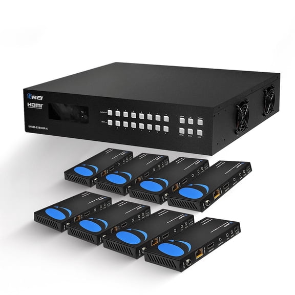 OREI 4K HDBaseT 8x8 HDMI Extender Matrix (Loop) - 300ft (cat6)-UHD88-EXB400R-K