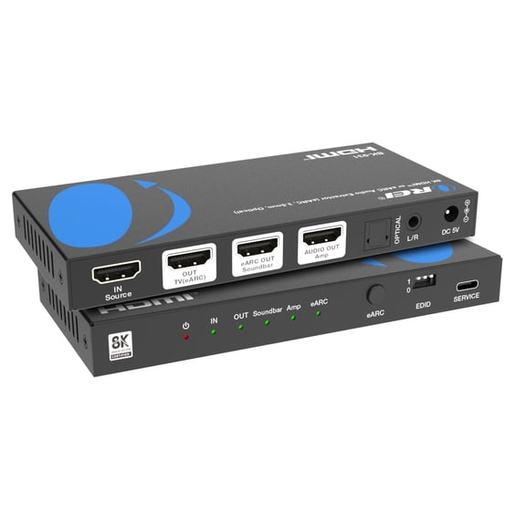 OREI 8K HDMI or eARC Audio Extractor (eARC, 3.5mm, Optical) (BK-931)