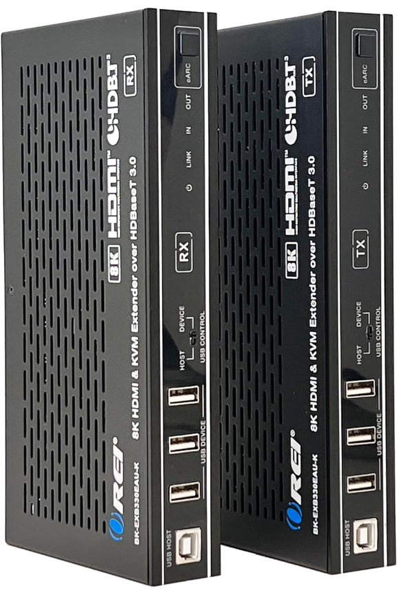 8K KVM eARC HDMI Extender Balun HDBaseT 3.0 UltraHD 4K @ 120Hz 4:4:4 Over Single CAT6/7 Cable with USB, VRR, LAN, Dolby Vision, CEC, ARC & IR Support, RS-232 Up to 330 Ft Audio Out - PoC