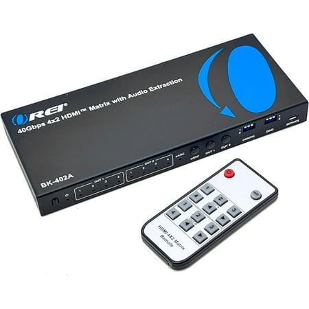 OREI 8K eARC HDMI Matrix Switch 4 X 2, Switcher with Audio Extractor UltraHD Supports Upto 4K @ 120Hz IR EDID HDCP 2.3 - Remote Control (BK-402A)