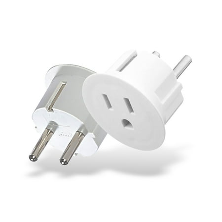 OREI American USA to European Schuko Germany Plug Adapters CE Certified Heavy Duty - 2 Pack