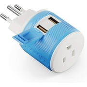 OREI Brazil Travel Plug Adapter with Dual USB - USA Input - Type N (U2U-11C)