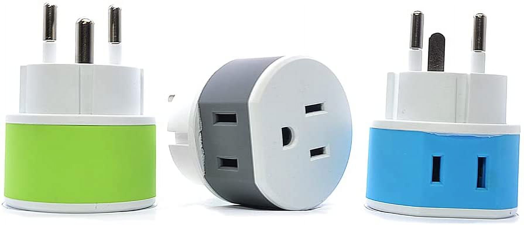 OREI Denmark Travel Plug Adapter 2 USA Inputs 3 Pack Type K