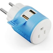 OREI Denmark Travel Plug Adapter with Dual USB - USA Input - Type K (U2U-20)