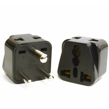 OREI European (Schuko) to India Plug Adapter - Convert European Type E/F Input to India Type D Three Prong Output Connection - Heavy Duty - Black Color (4 Pack)