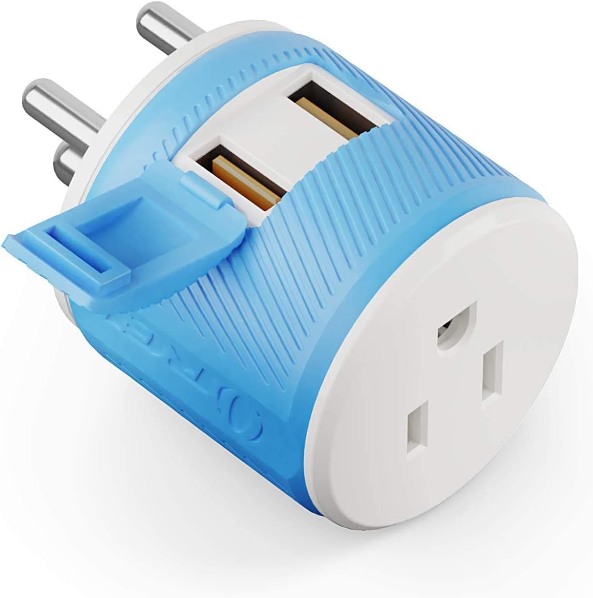 OREI India, Nepal, Maldives Travel Plug Adapter with Dual USB USA