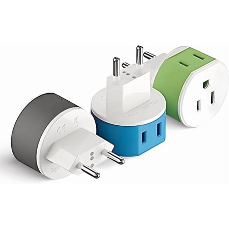 OREI Most of Europe Travel Plug Adapter - 2 USA Inputs - 3 Pack - Type C