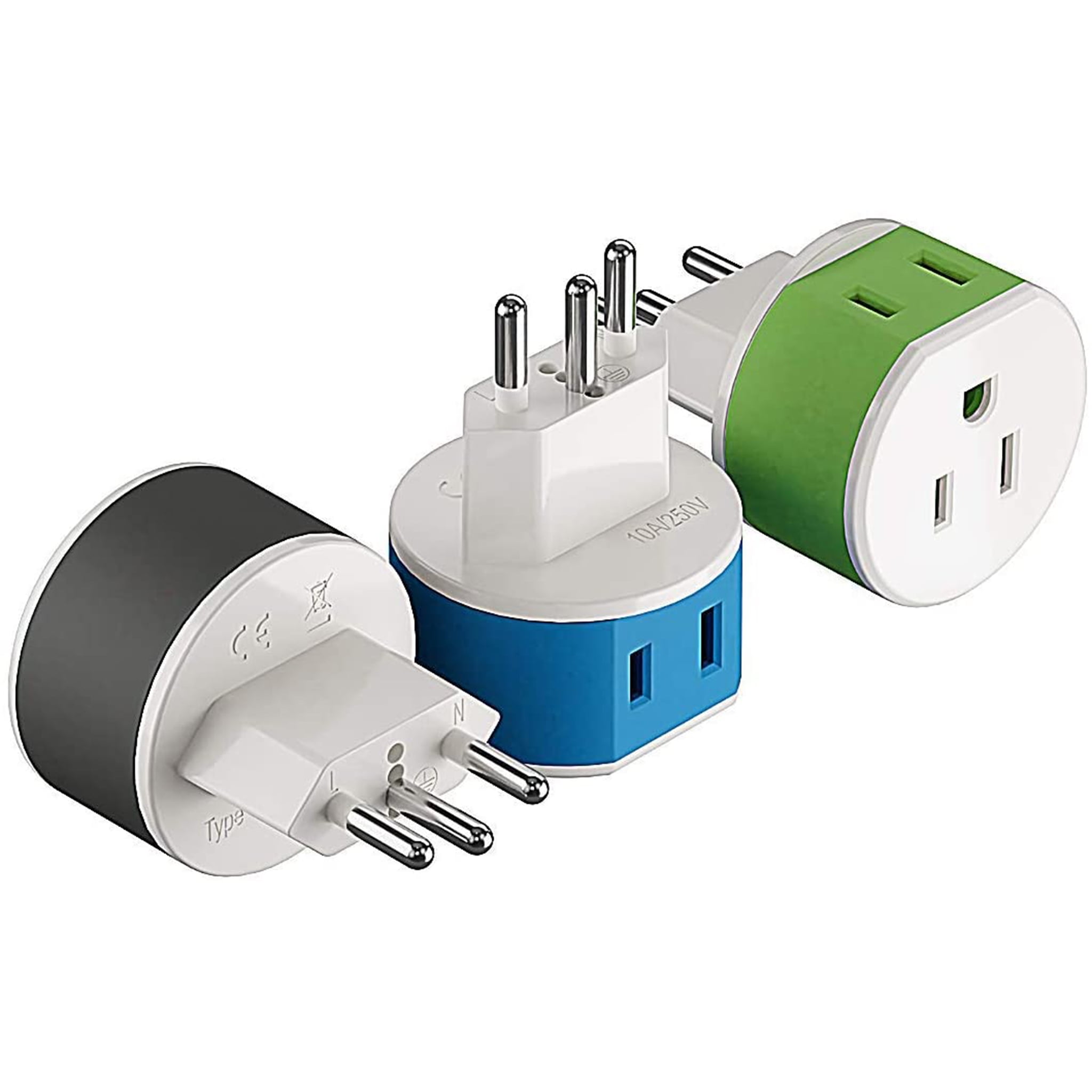 OREI Switzerland Power Plug Adapter with 2 USA Inputs Travel 3 Pack Type J (US11A