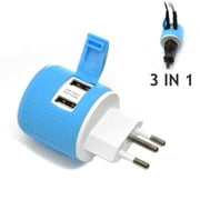 OREI Switzerland Travel Plug Adapter with Dual USB - USA Input - Type J (U2U-11A)