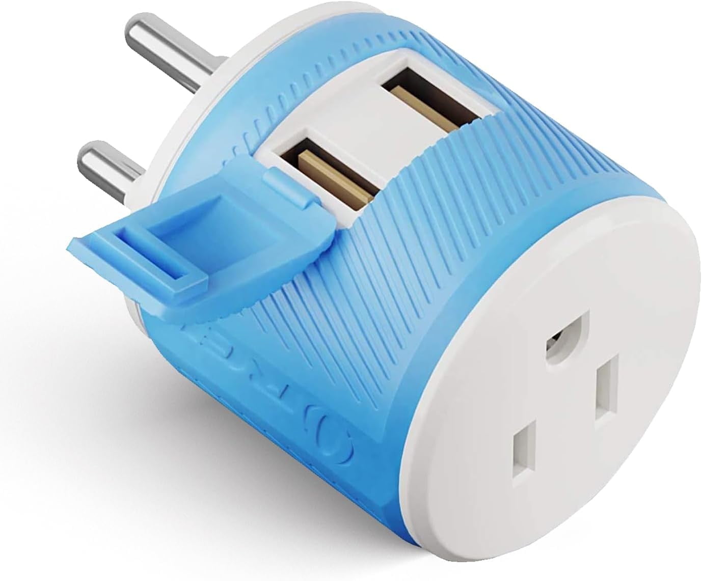＼(^o^)　POWER PLUG　ULTRA　BENZ　ベンツ　AMG　V8　113M55　ブルー　パワープラグコード European Schuko Travel Plug Adapter - Type E&frasl;F - 5 in 1 - Ultra Compact  (PTU-9)