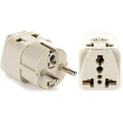 OREI USA to Europe Schuko - Type E/F Travel Adapter Plug 2 in 1 CE Certified RoHS Compliant (2 Pack)