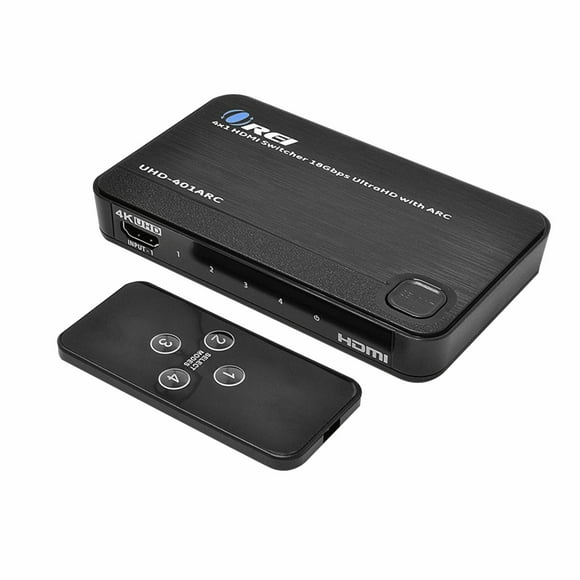 OREI Ultra HD HDMI 4 x 1 Switcher 18G Audio Extractor IR Remote - Supports Upto 4K @ 60Hz - (4 Input, 1 Output) Switch, Hub, Port for Cable, HD TV, Laptop, MacBook & More