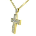 thumbnail image 1 of ORENTINI 18K Gold Plated Stainless Steel 3.5mm Cuban Link Chain with CZ Iced Out 3" Cross Pendant and Gift Box for Men, Woman. 28 In Length Lobster Clasp, 1 of 6