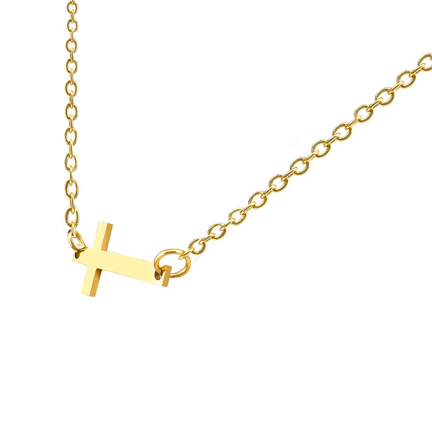 Stainless Steel Gold Triangle Pendant Necklace Chain – 17.5 Inch, 1.5mm Thick, Lobster Clasp