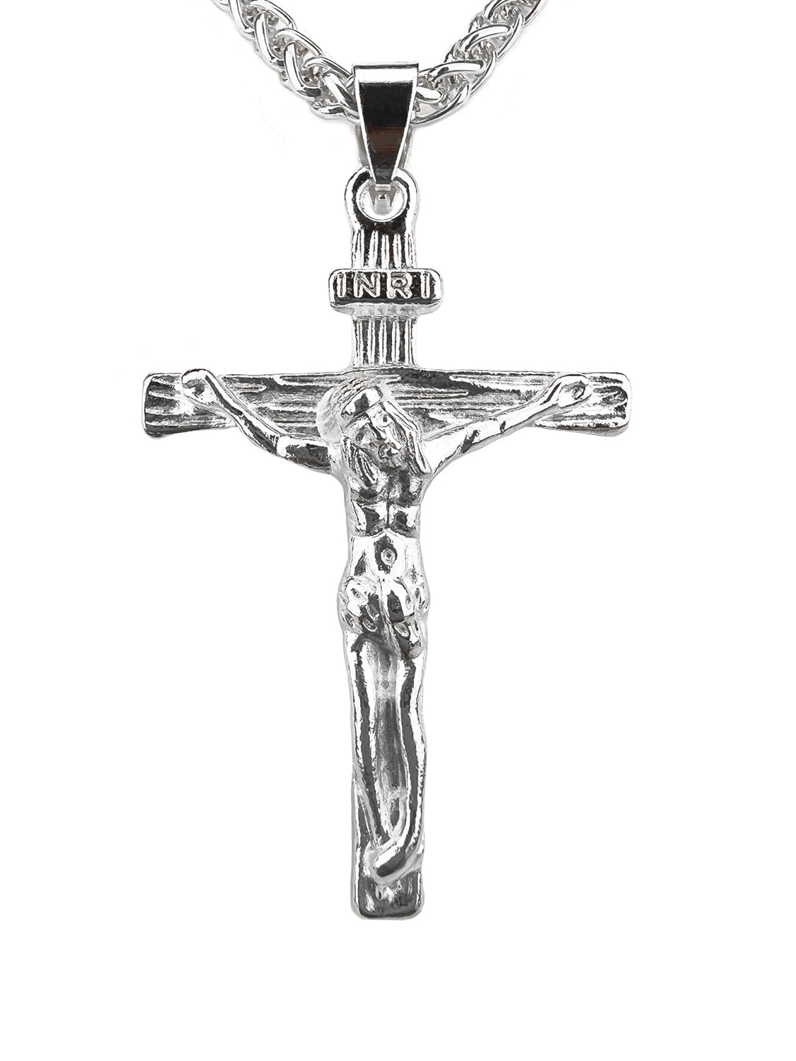 Claddagh Gold Passion Cross INRI Pendant - 925 Sterling Silver, 1.7 Inch - View #5