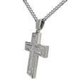 thumbnail image 1 of ORENTINI 3.5mm 925 Sterling Silver Plated Stainless Steel Cuban Link Chain with CZ Iced Out 3" Cross Pendant for Men, Woman. 28 In Length Lobster Clasp, 1 of 7