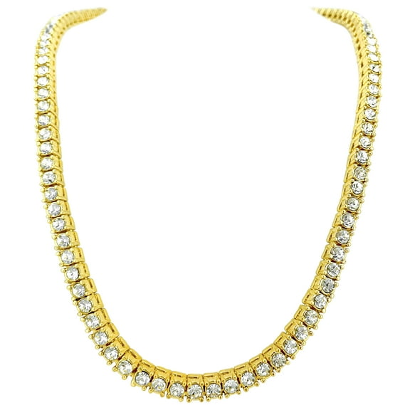 ORENTINI 4mm Tennis Chain Rhinestone Choker Necklace, 18 Inch, Gold