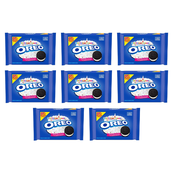 OREO Birthday Cake Chocolate Sandwich Cookies, Family Size, 17 oz (Pack of 8)