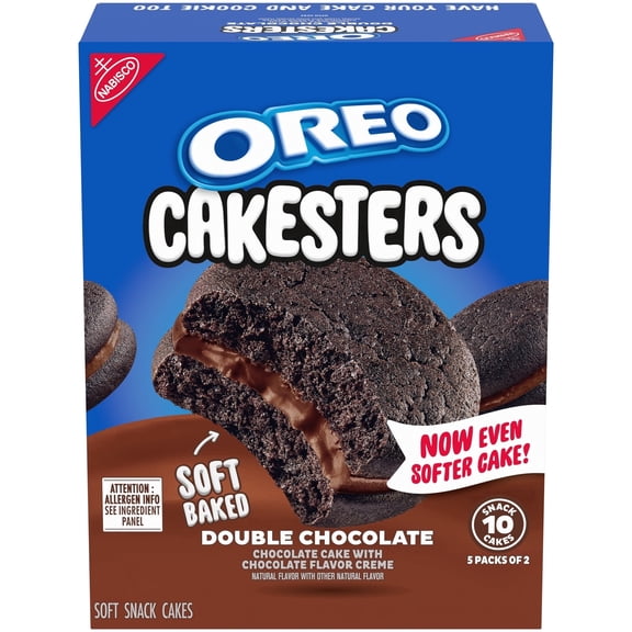 OREO Cakesters Double Chocolate Soft Snack Cakes, 5 - 2.02 oz Snack Packs