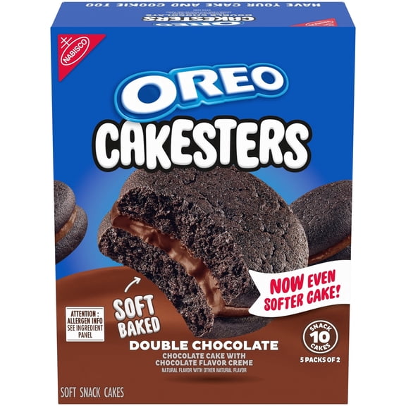 OREO Cakesters Double Chocolate Soft Snack Cakes, 5 - 2.02 oz Snack Packs