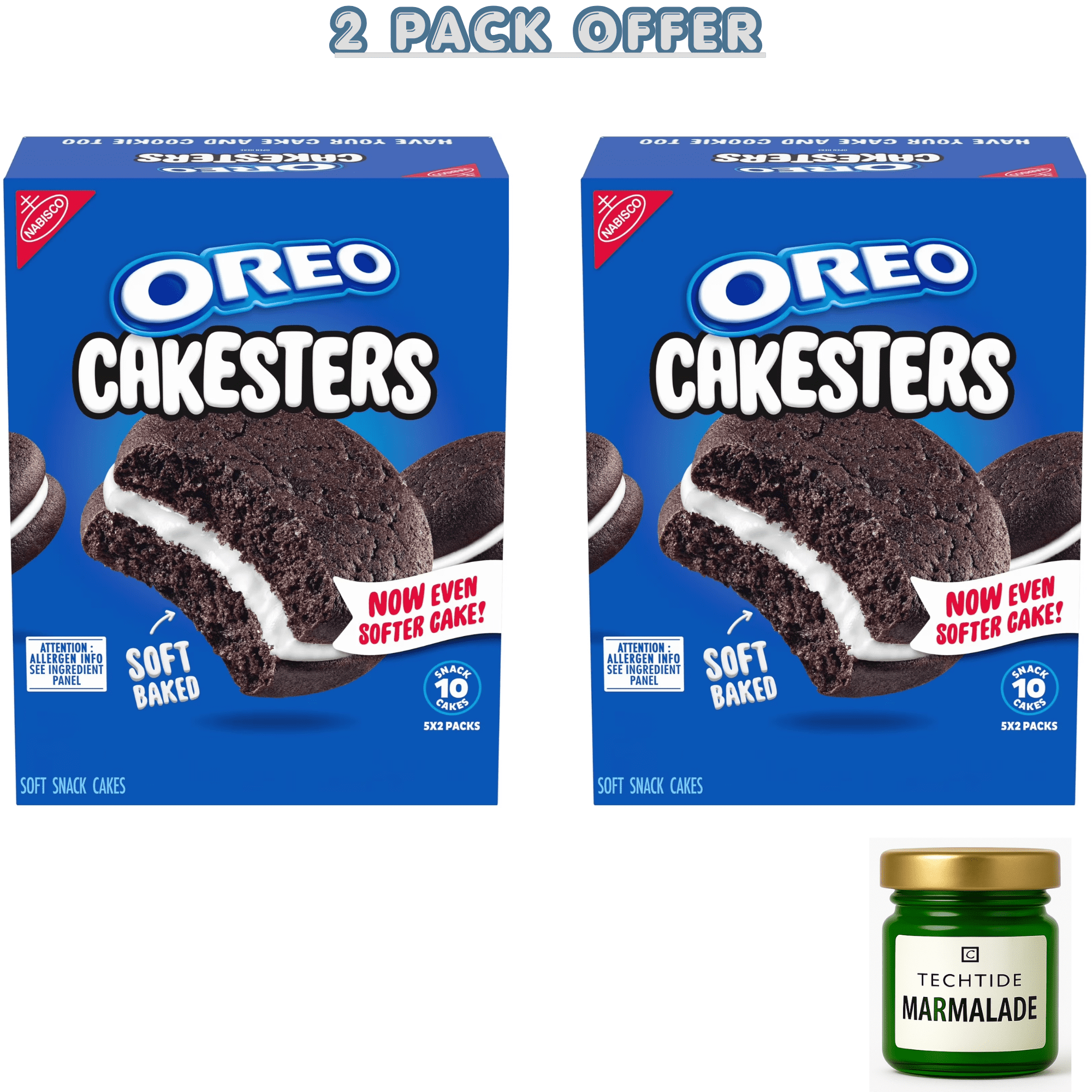 OREO Cakesters Soft Snack Cakes, 5 - 2.02 oz Snack Packs ( 2 PACK )